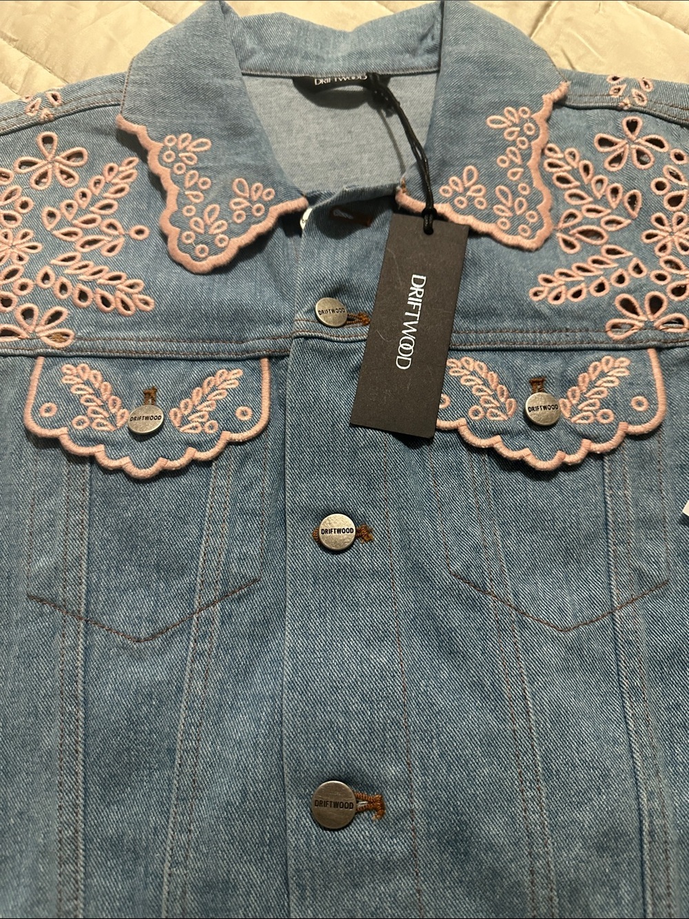 Driftwood Venus Embroidered Denim Vest in Medium Wash NWT - Picture 11 of 12